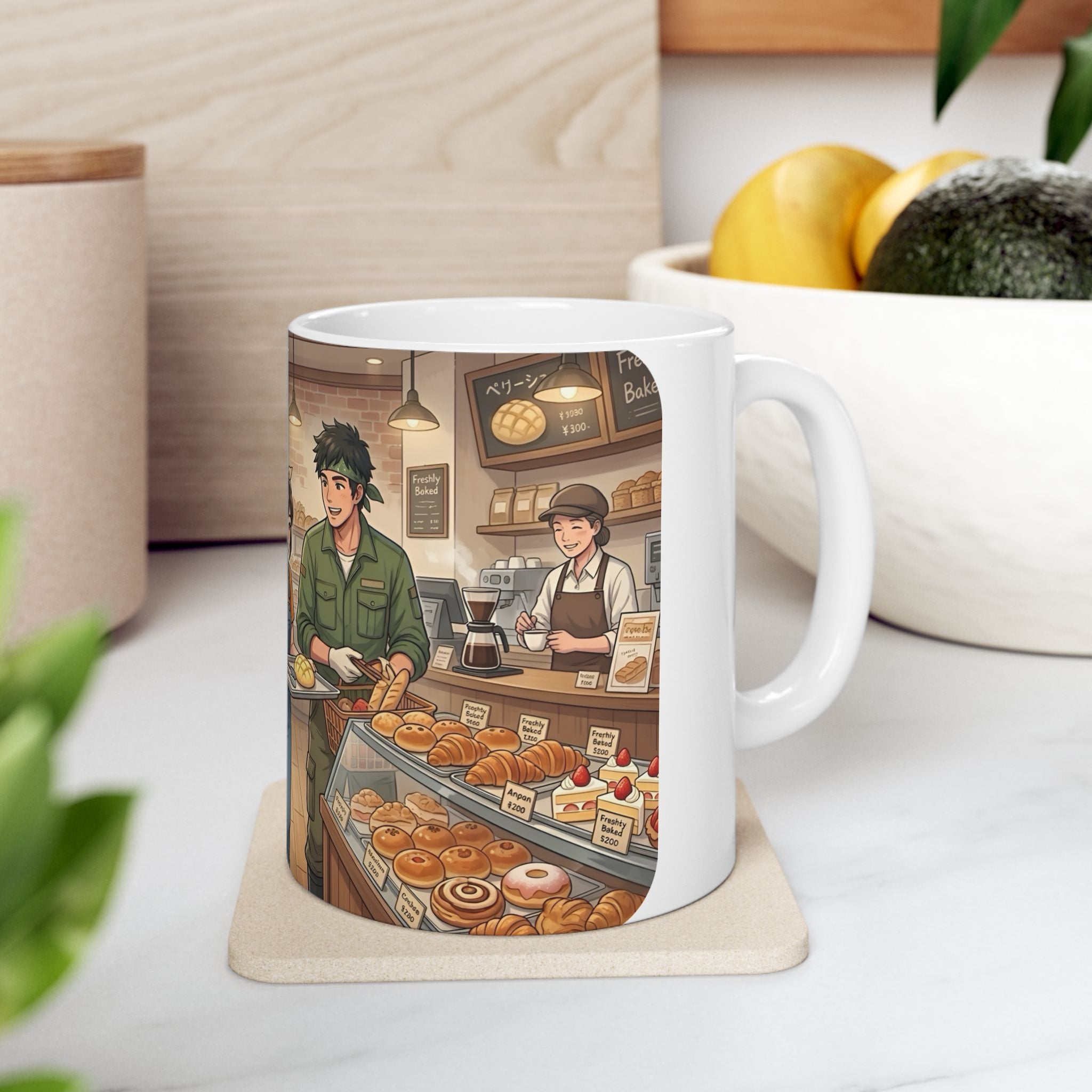 Cozy Family Bakery Trip White Ceramic Mug, Cute Gardener's Cafe Cup (11oz, 15oz)