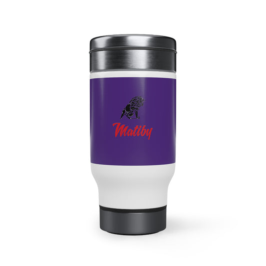 Purple Stainless Steel Travel Mug with Handle, 14oz