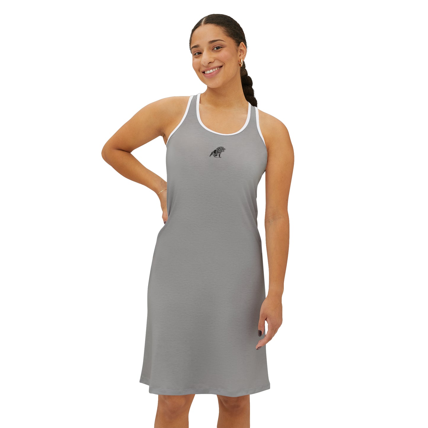 Women's Light Grey Racerback Dress (AOP)