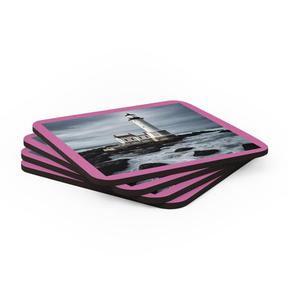 Matiby Lighthouse Link Pink Corkwood Coaster Set