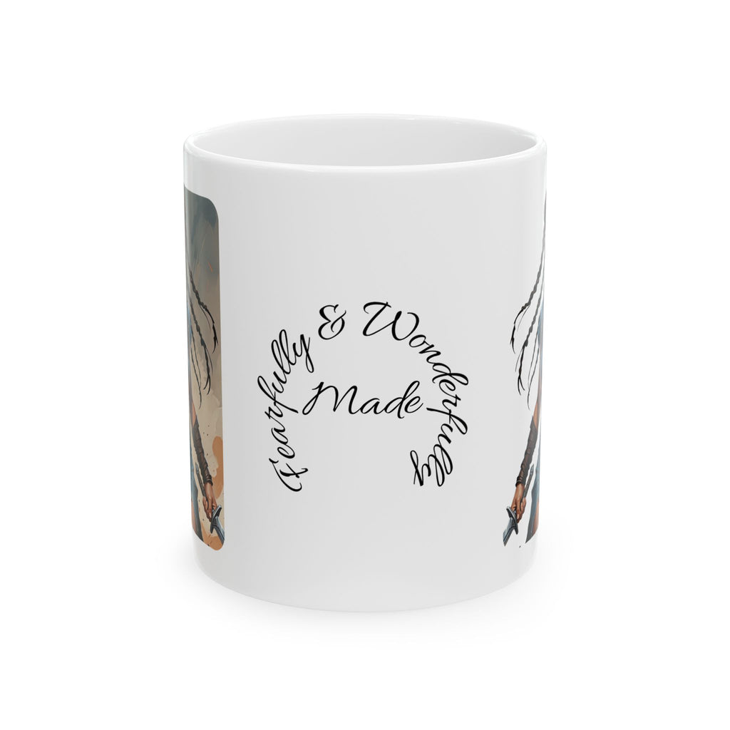 Gentle Woman of Valor #25 White Ceramic Mug - Fearfully & Wonderfully Made Tribute Cup (11oz/15oz)