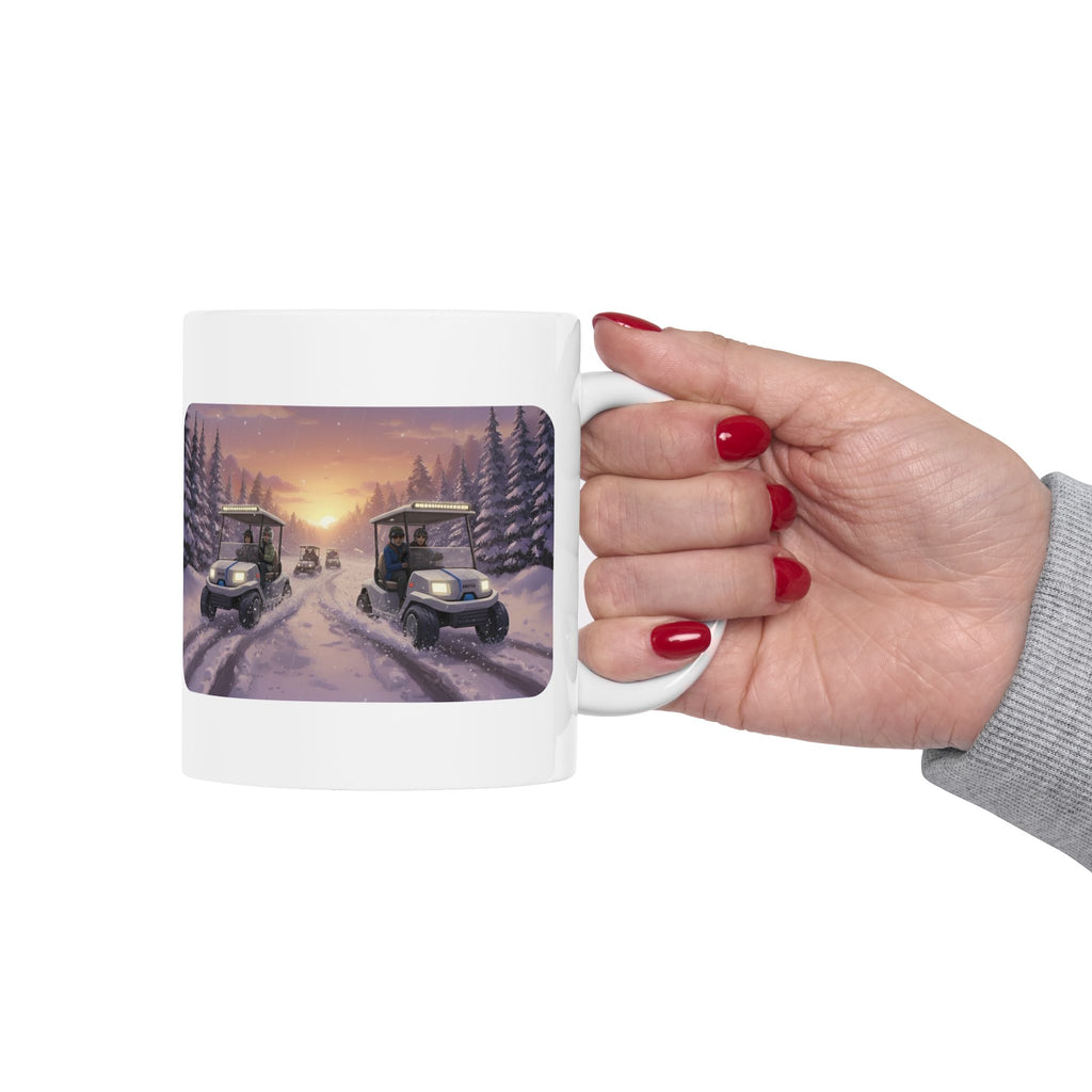 Anime Golf Cart Winter Racing Adventures #1 White Ceramic Mug — Find Your Path To The Essentials Cup (11oz & 15oz)