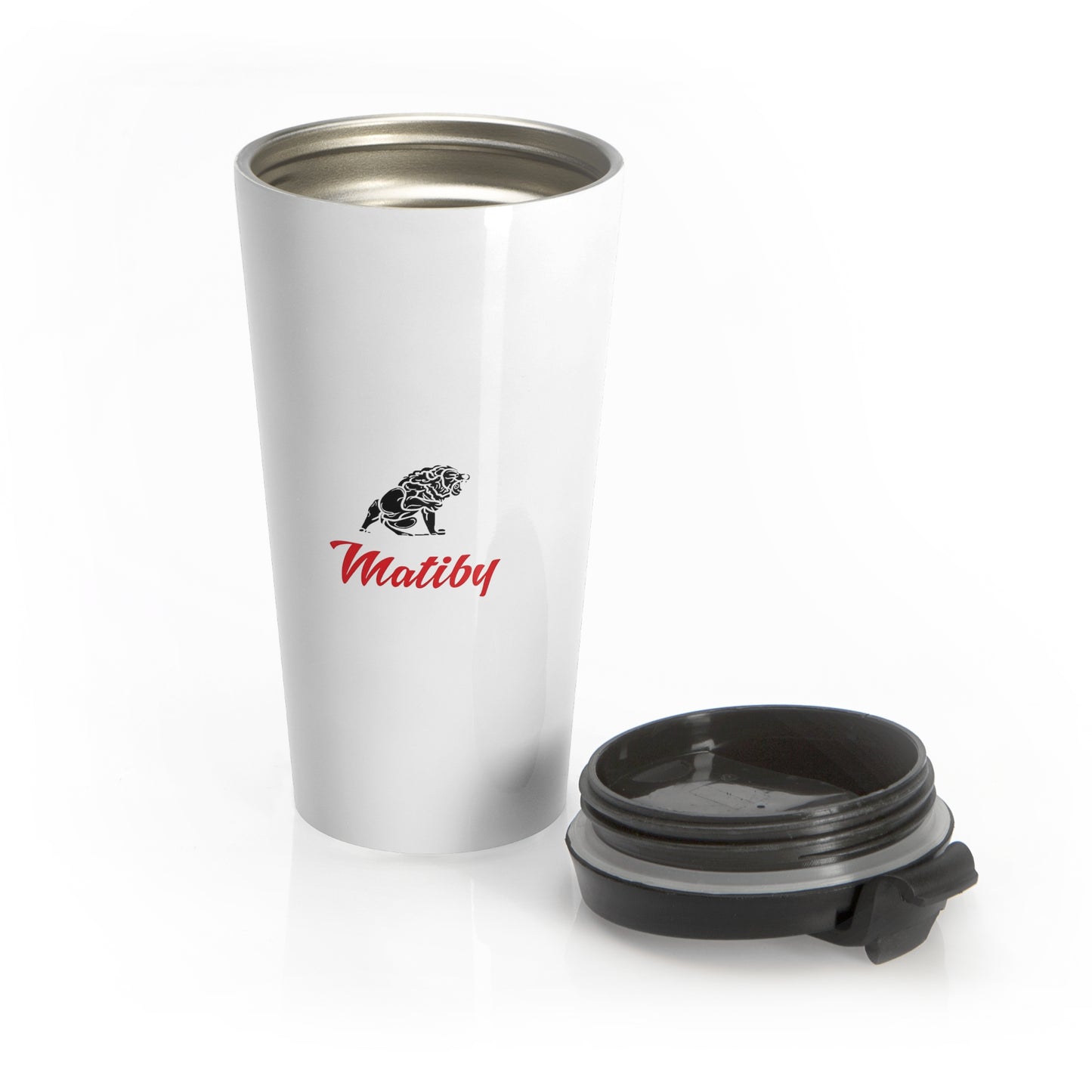 Matiby White Stainless Steel Travel Mug