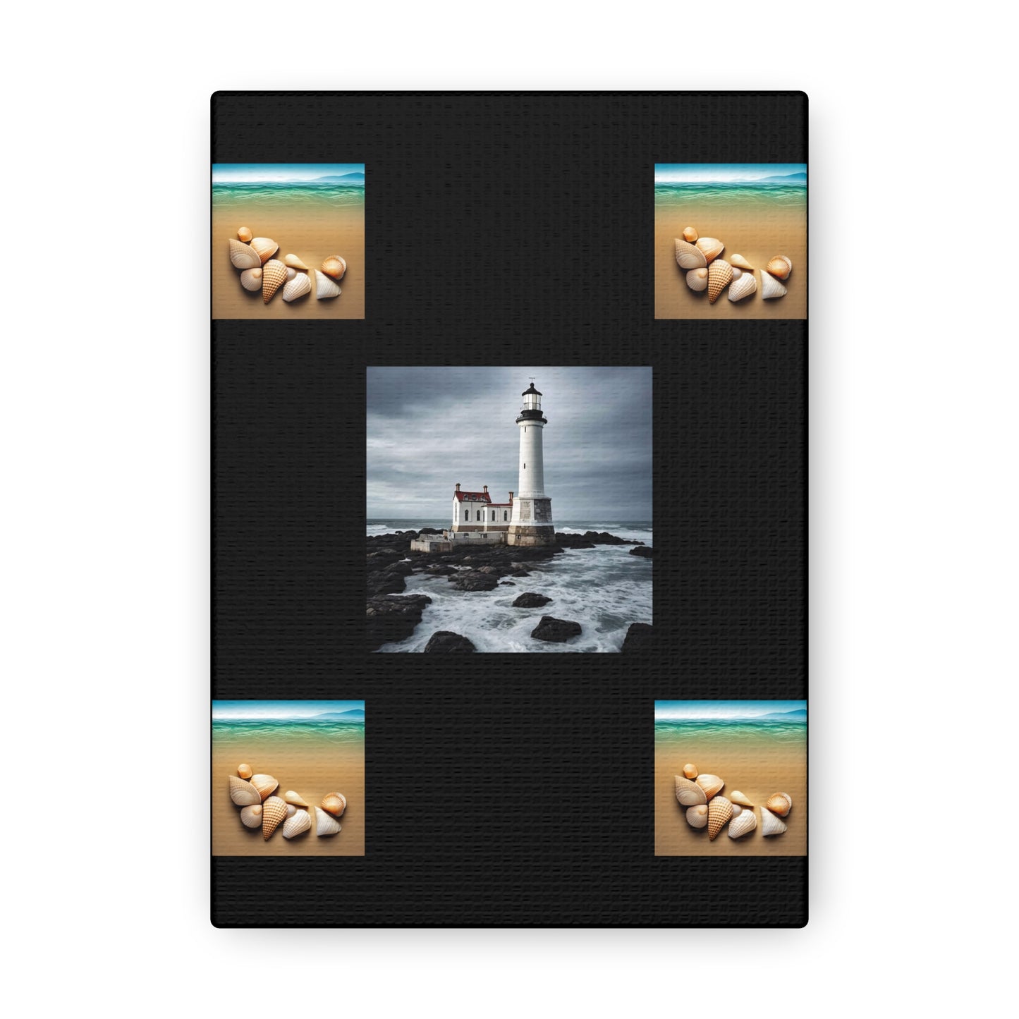 Lighthouse Black Canvas Gallery Wraps