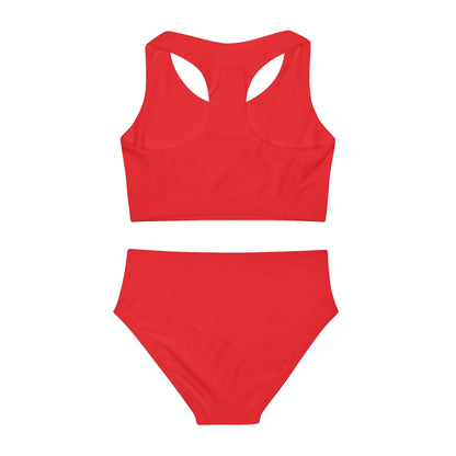 Girl's "Rojo" Red Two Piece Swimsuit (AOP)