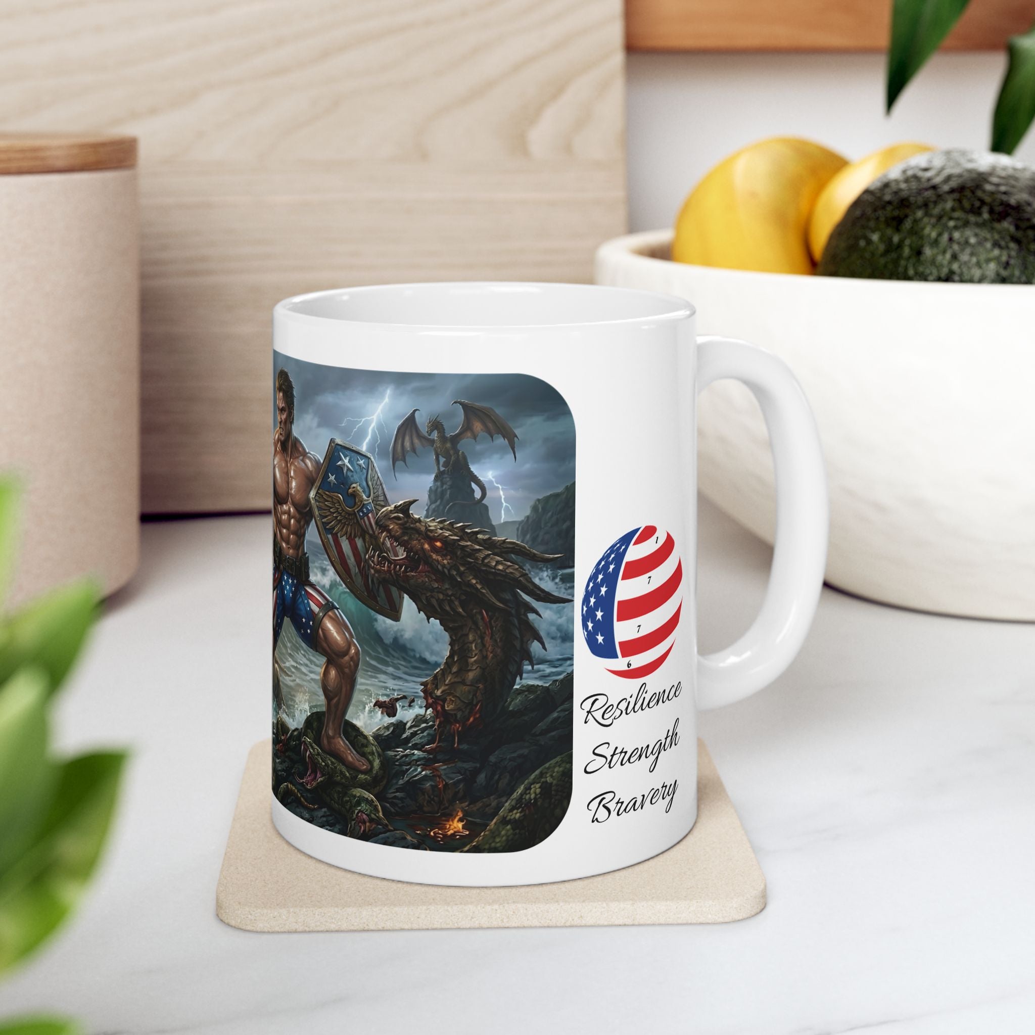 The Sentinel of Sovereignty White Ceramic Mug — USA Unapologetic Patriotism Tea Cup