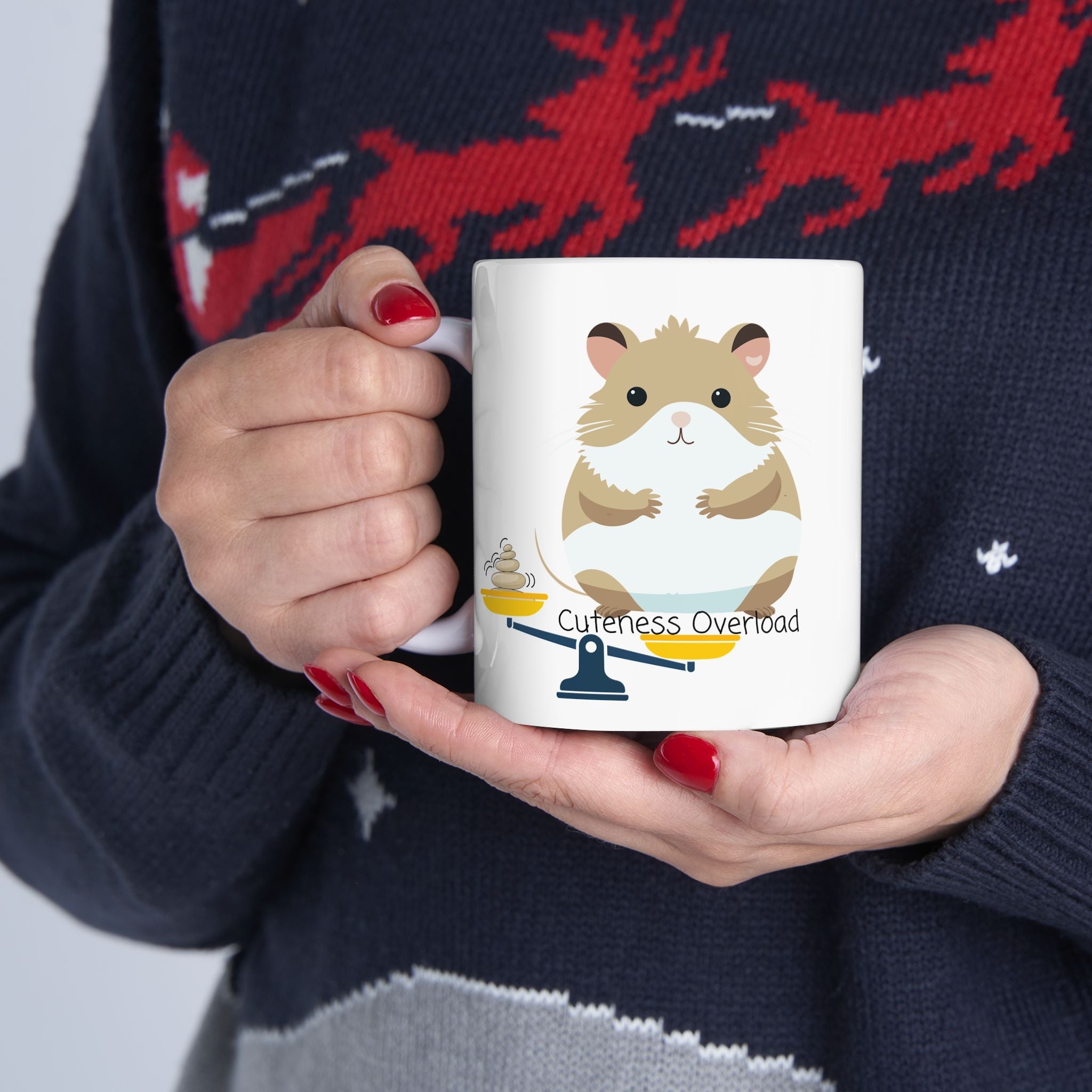 Cuteness Overload Hamster On A White Ceramic Mug — Adorable Pets Cozy Cup (11oz & 15oz)