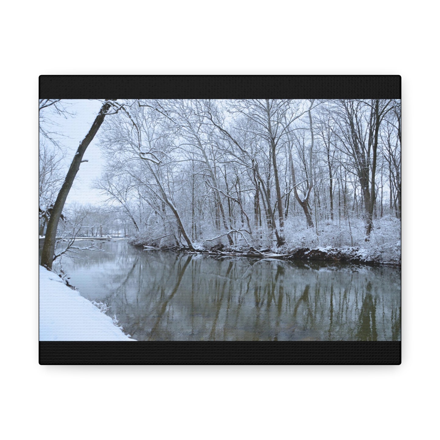 Winter River Black Canvas Gallery Wraps