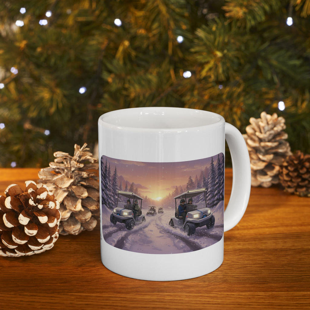 Anime Golf Cart Winter Racing Adventures #1 White Ceramic Mug — Find Your Path To The Essentials Cup (11oz & 15oz)