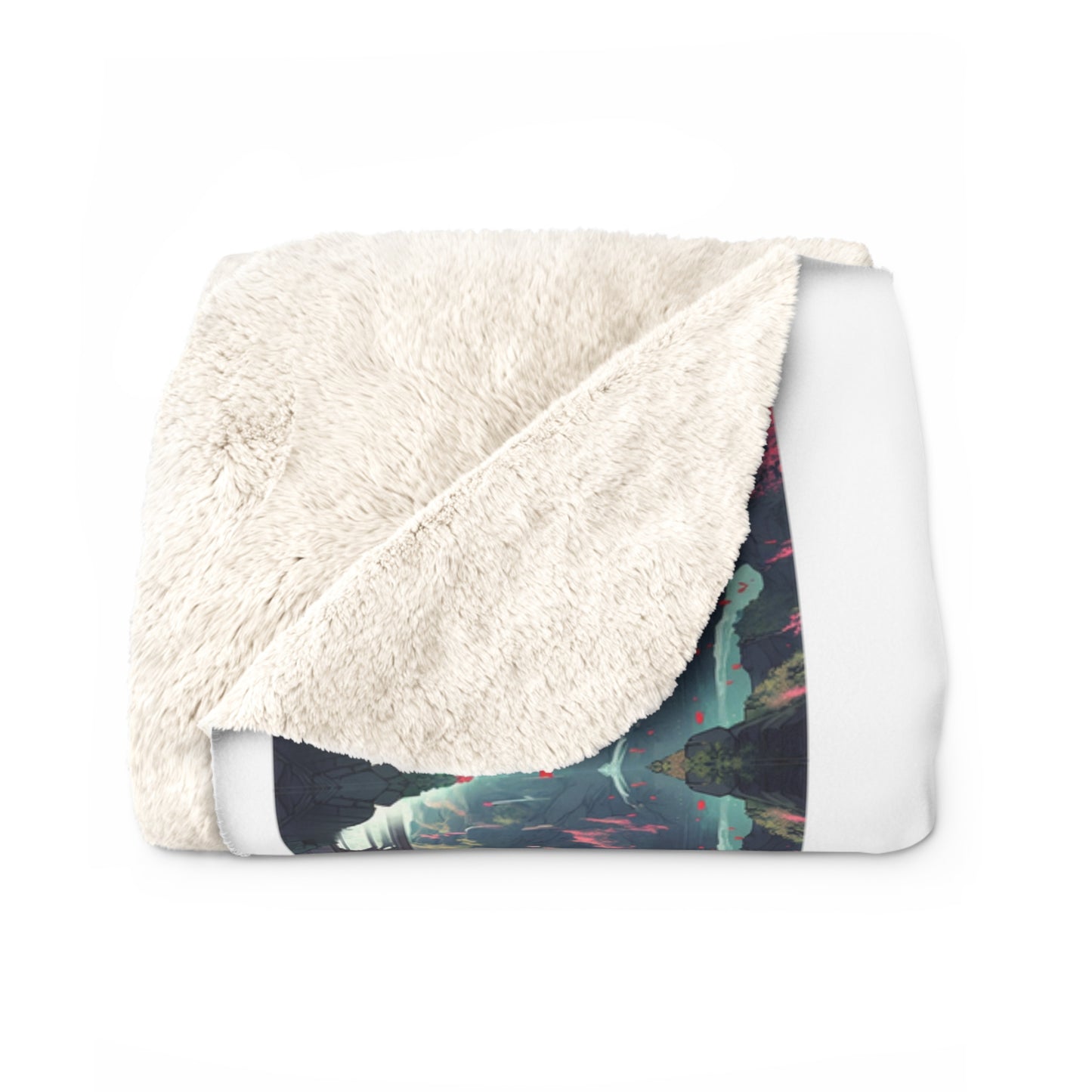 Artzy Scenic White Sherpa Fleece Blanket