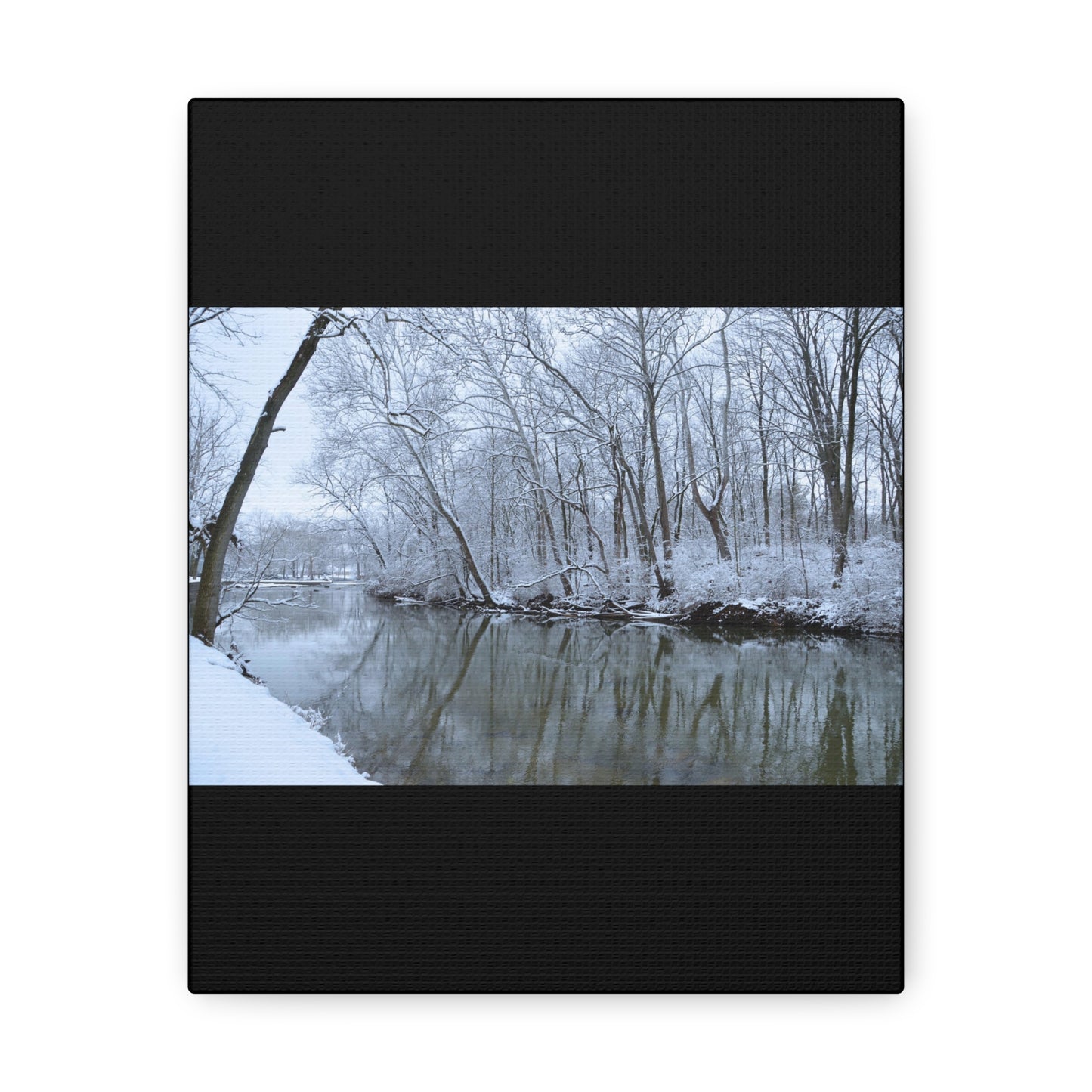 Winter River Black Canvas Gallery Wraps