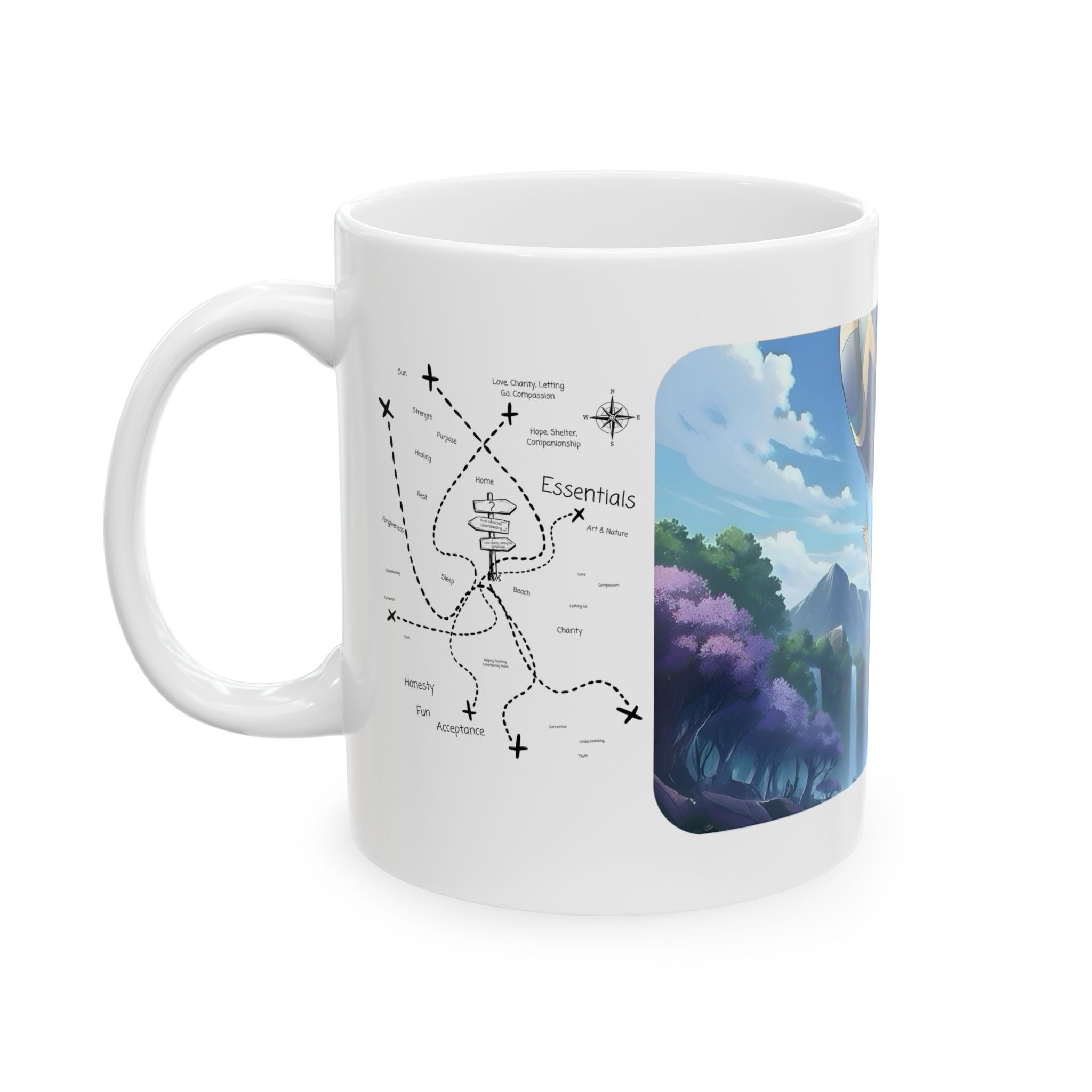 Hot Air Balloon Adventure #4 White Ceramic Mug — True Wealth, Adventure, & Creativity Cup (11oz/15oz)