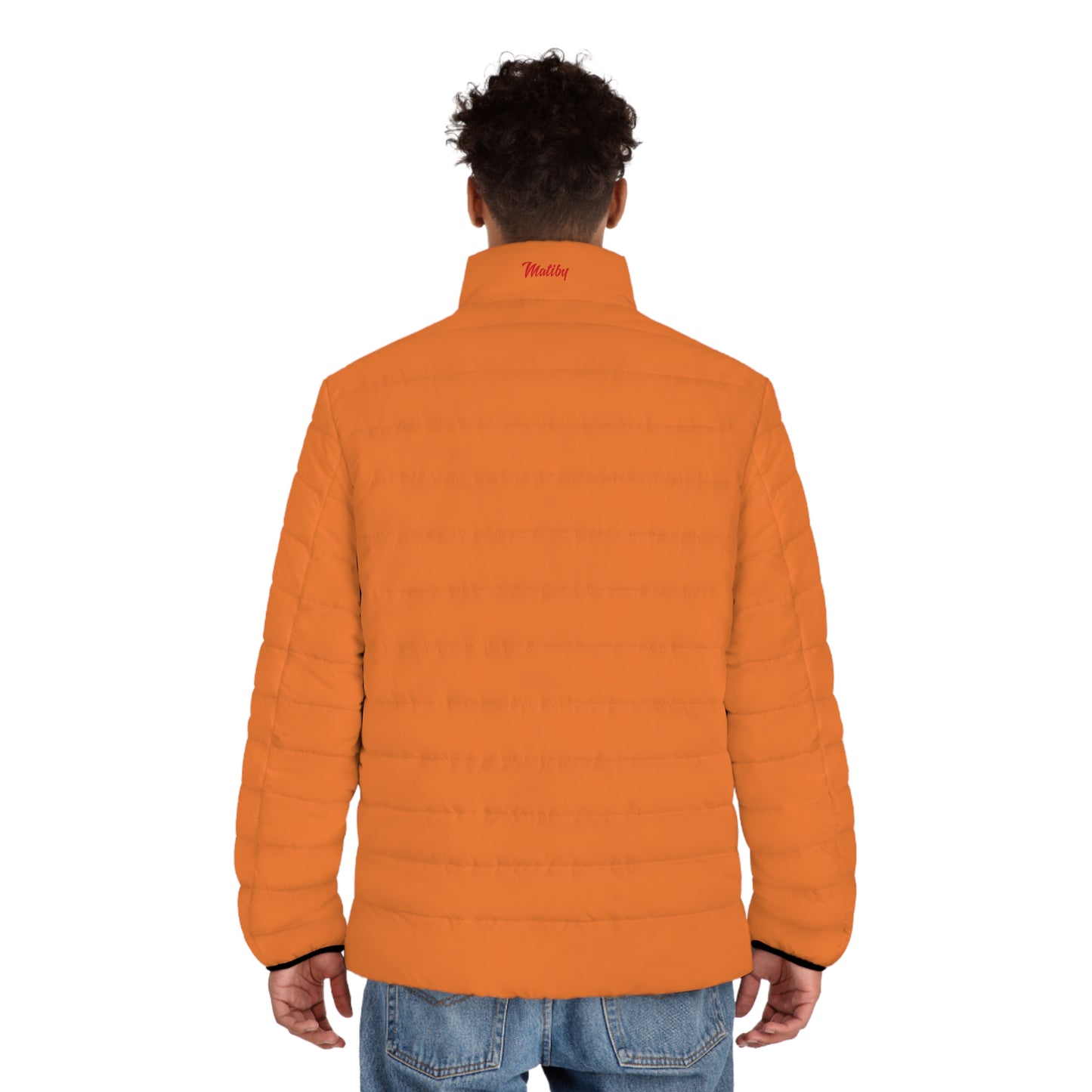 Men's Orange Puffer Jacket (AOP)