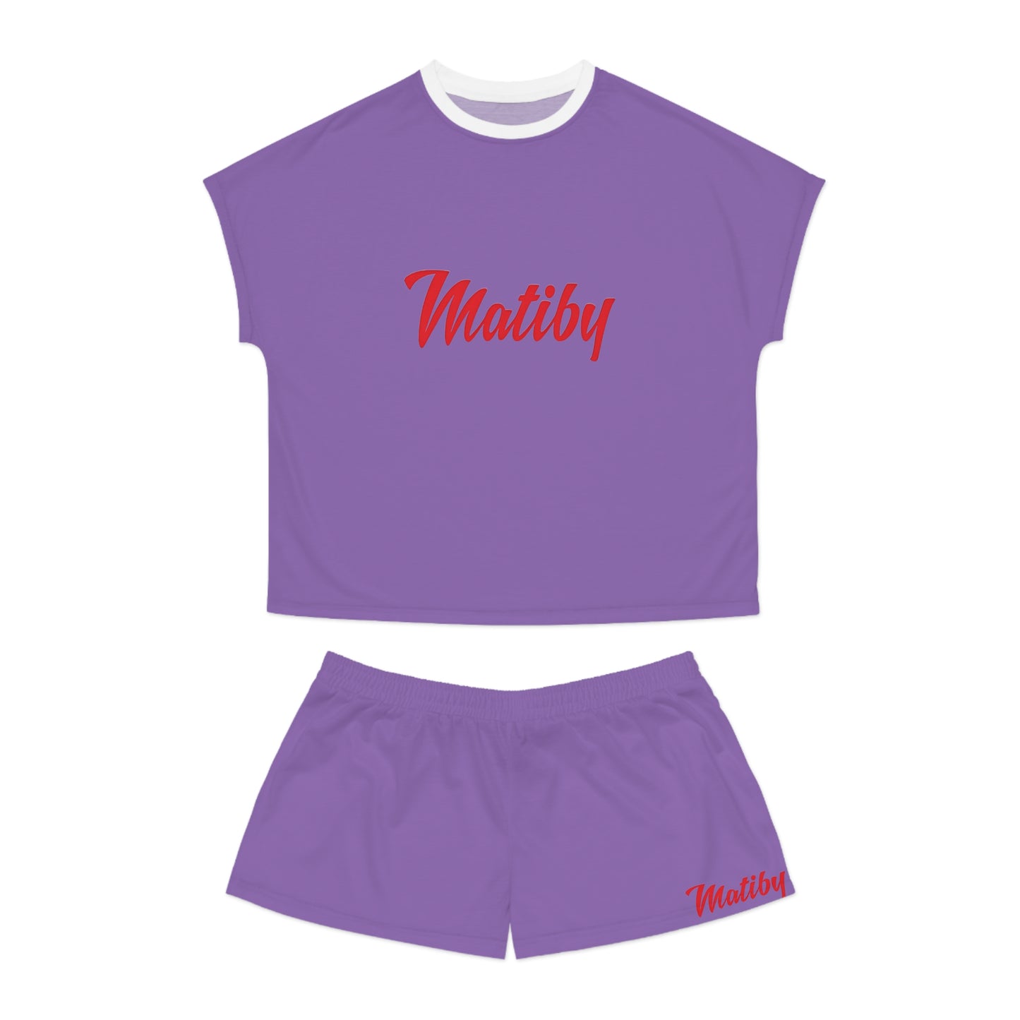 Matiby Women's Light Purple Short Pajama Set (AOP)