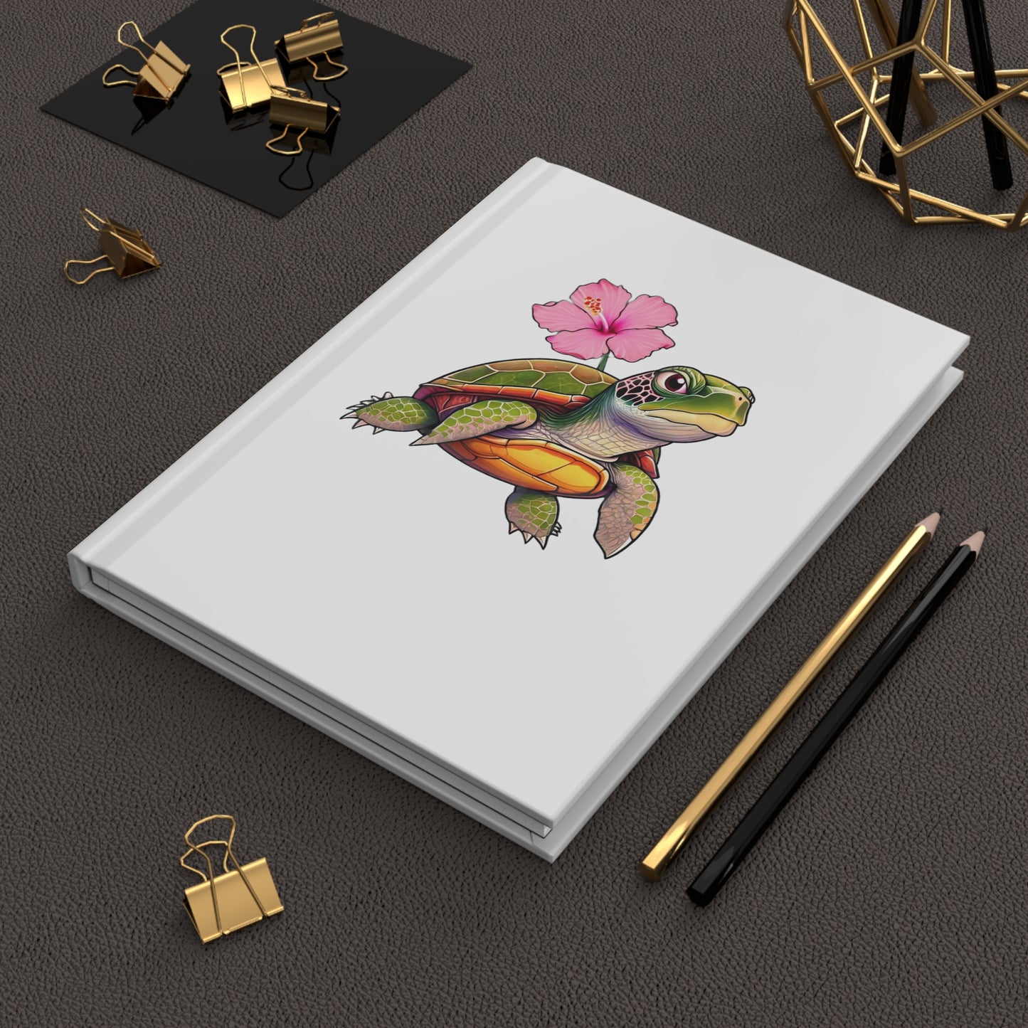 Turtle Rose Hardcover Journal Matte White