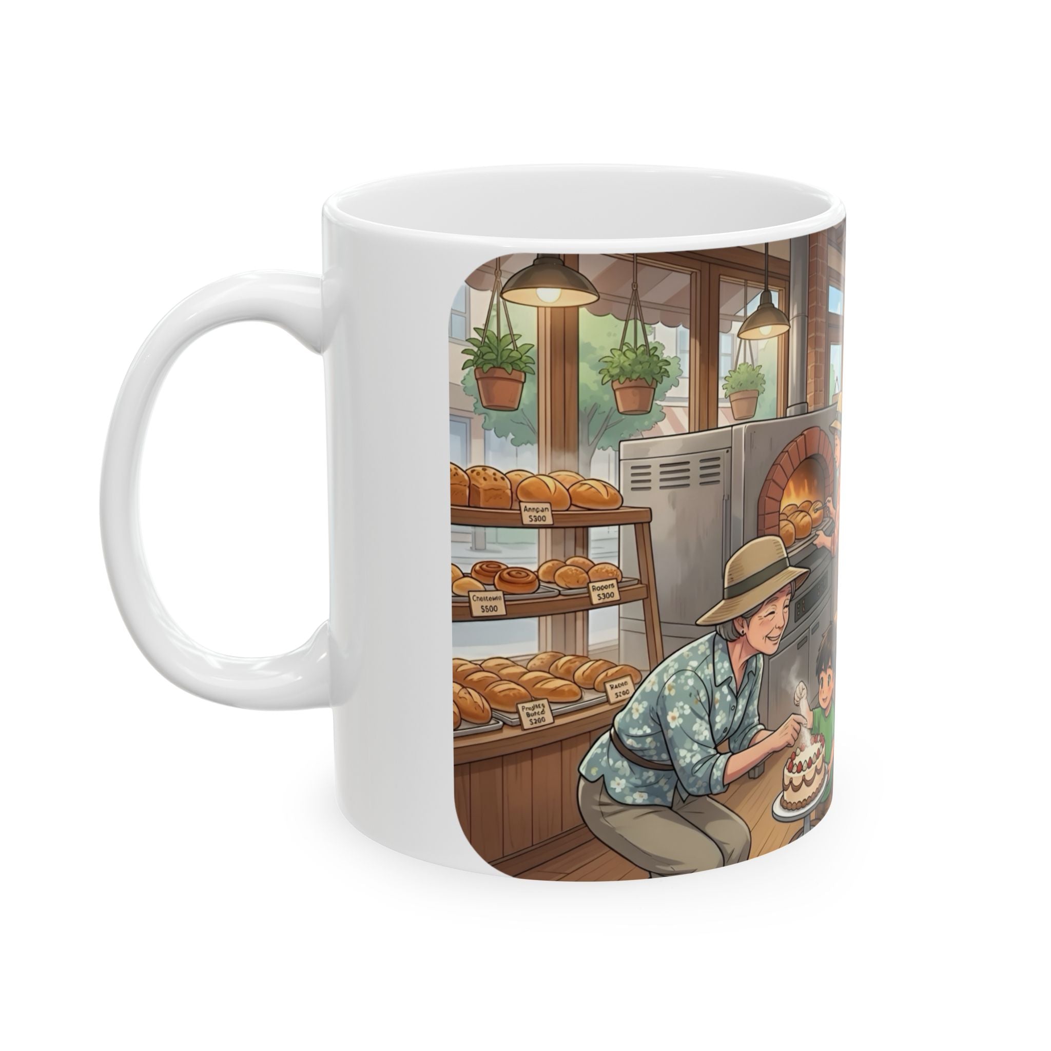 Cozy Family Bakery White Ceramic Mug — Inspirational Multigenerational Baking Cup (11oz & 15oz)