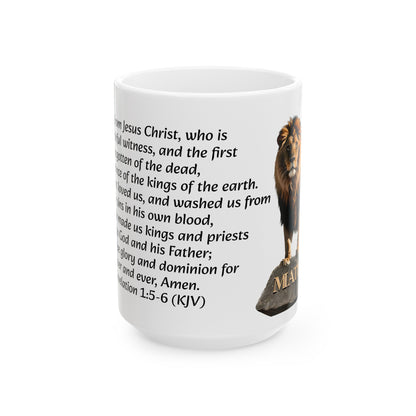 Bible Speaks Revelation 1:5-6 Ceramic Mug, 11oz