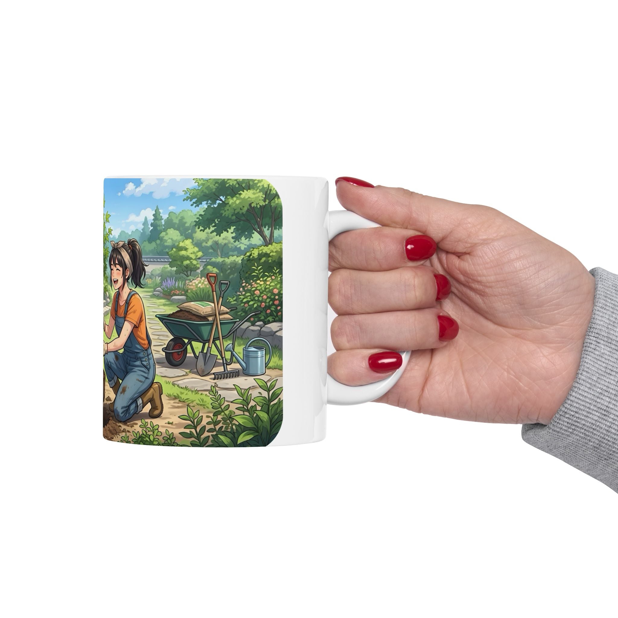 Gardening Couple White Ceramic Mug – Joy Planting Together Countryside Cup 11oz/15oz