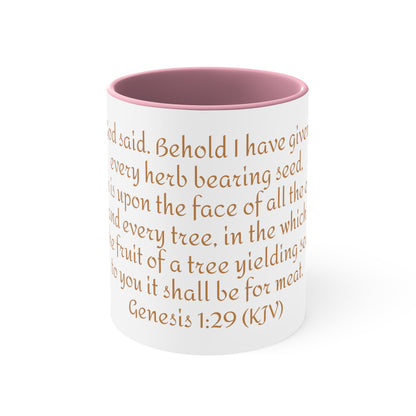 Bible Speaks Gen 1:29 Accent Mug, 11oz