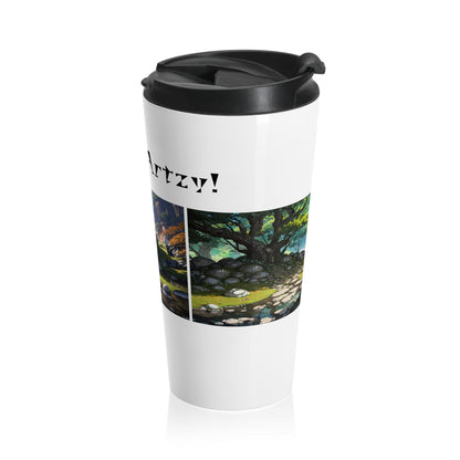 Artzy Stainless Steel Travel Mug, White