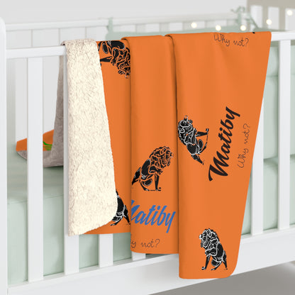 Matiby Lion Orange Sherpa Fleece Blanket