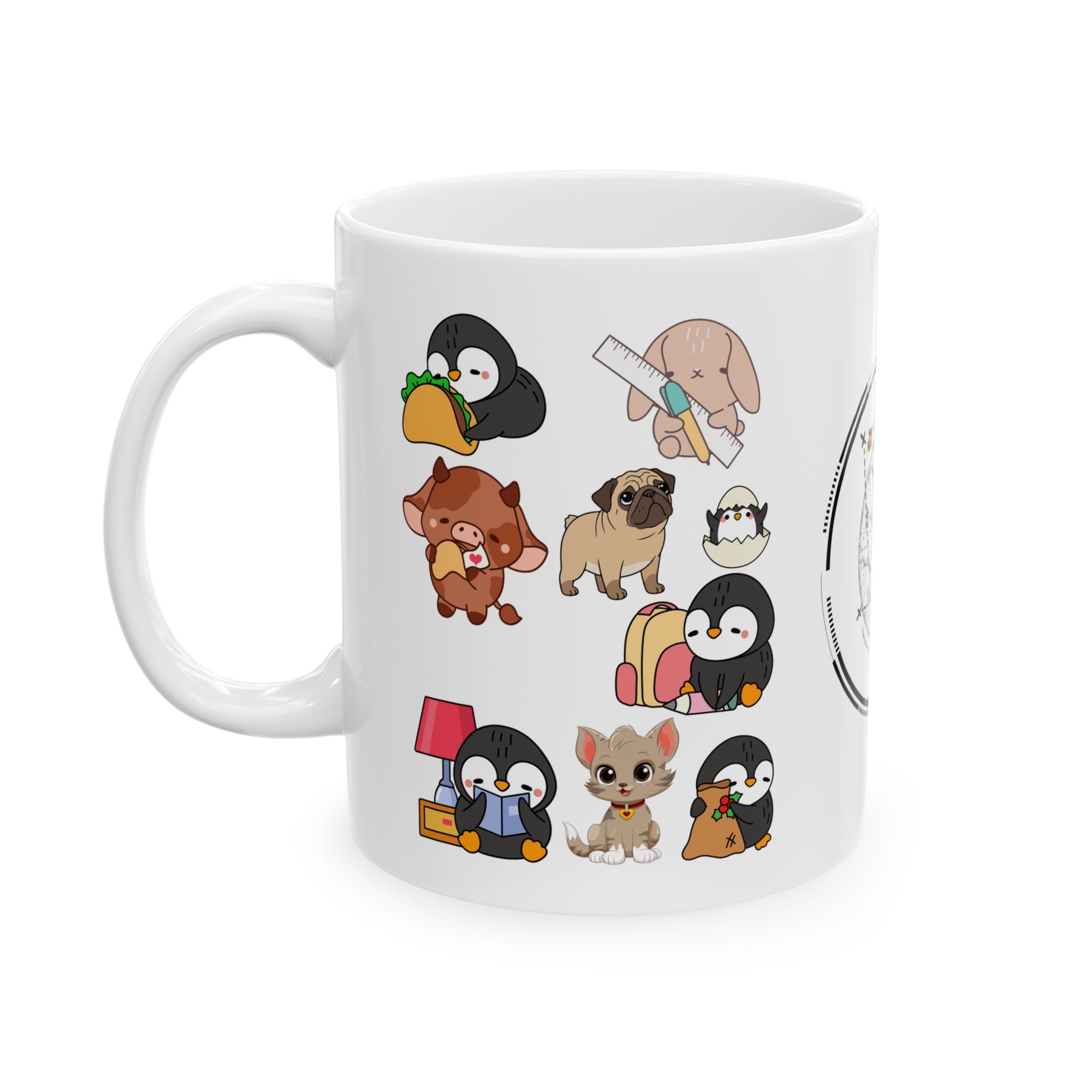 Playful & Cute Pets Decor #5 White Ceramic Mug — Adorable Animals To Brighten Your Day Cup (11oz & 15oz)