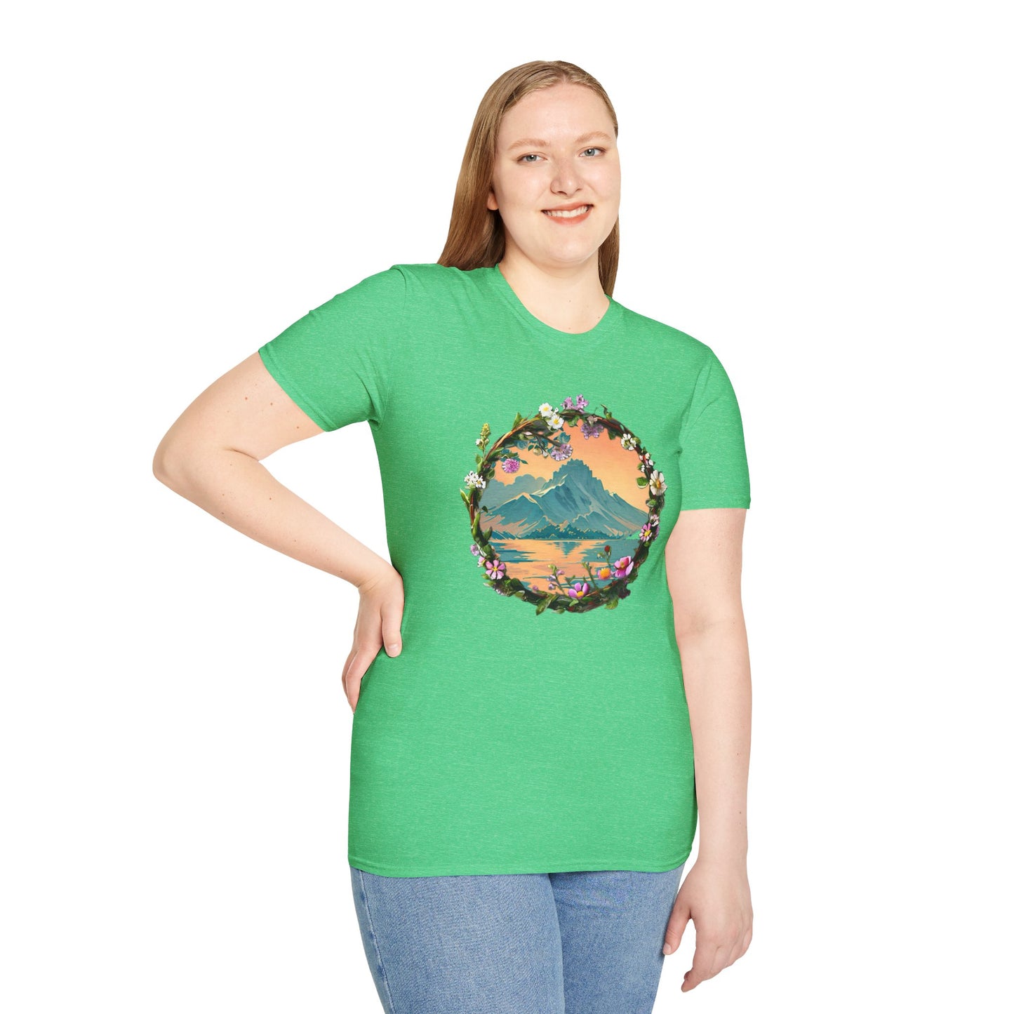 Japanese Blue Rose Landscape Unisex Softstyle T-Shirt