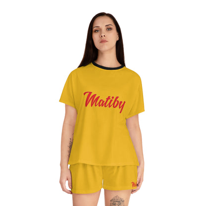 Matiby Women's Yellow Short Pajama Set (AOP)