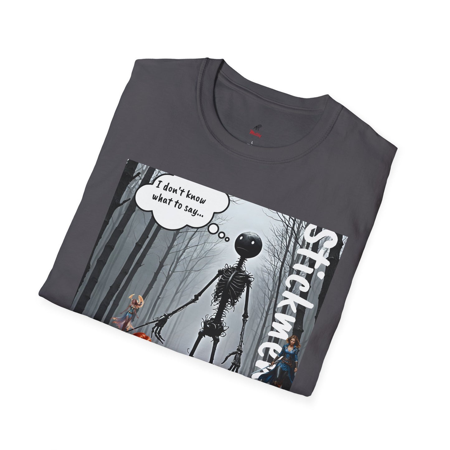 Stickmen World Unisex Softstyle T-Shirt, Fantasy Women Shirt, Men's Dream Shirt, Heroic Fantasy Shirt, Humorous Tee, Men Love Strong Women, Strong Females Sarcastic Tee