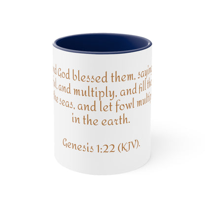 Bible Speaks Gen 1:22 Accent Mug, 11oz