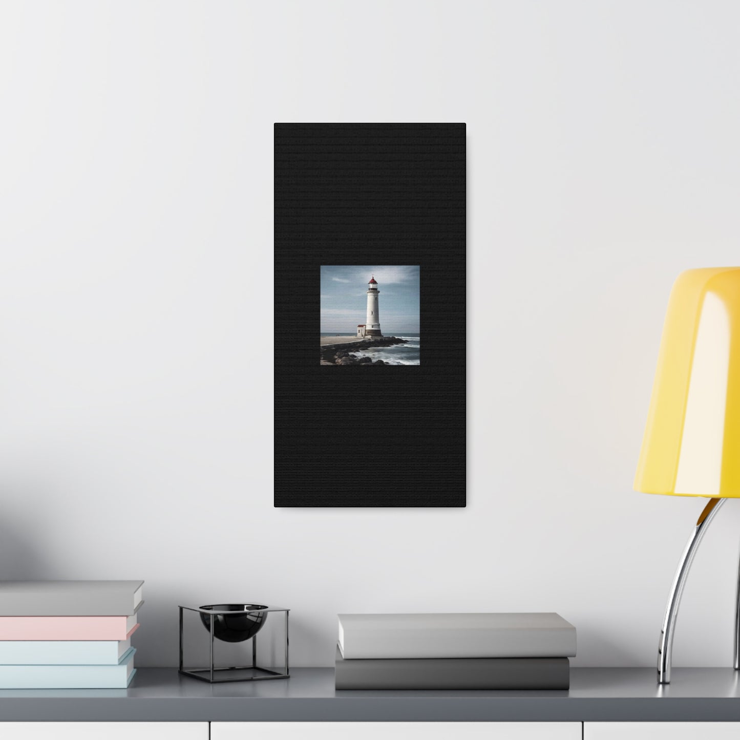 Lighthouse Black Canvas Gallery Wraps