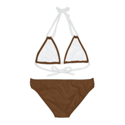 Brown Strappy Bikini Set (AOP)