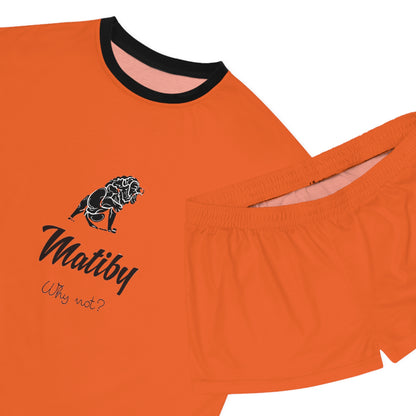 Matiby Lion Women's Orange Short Pajama Set (AOP)