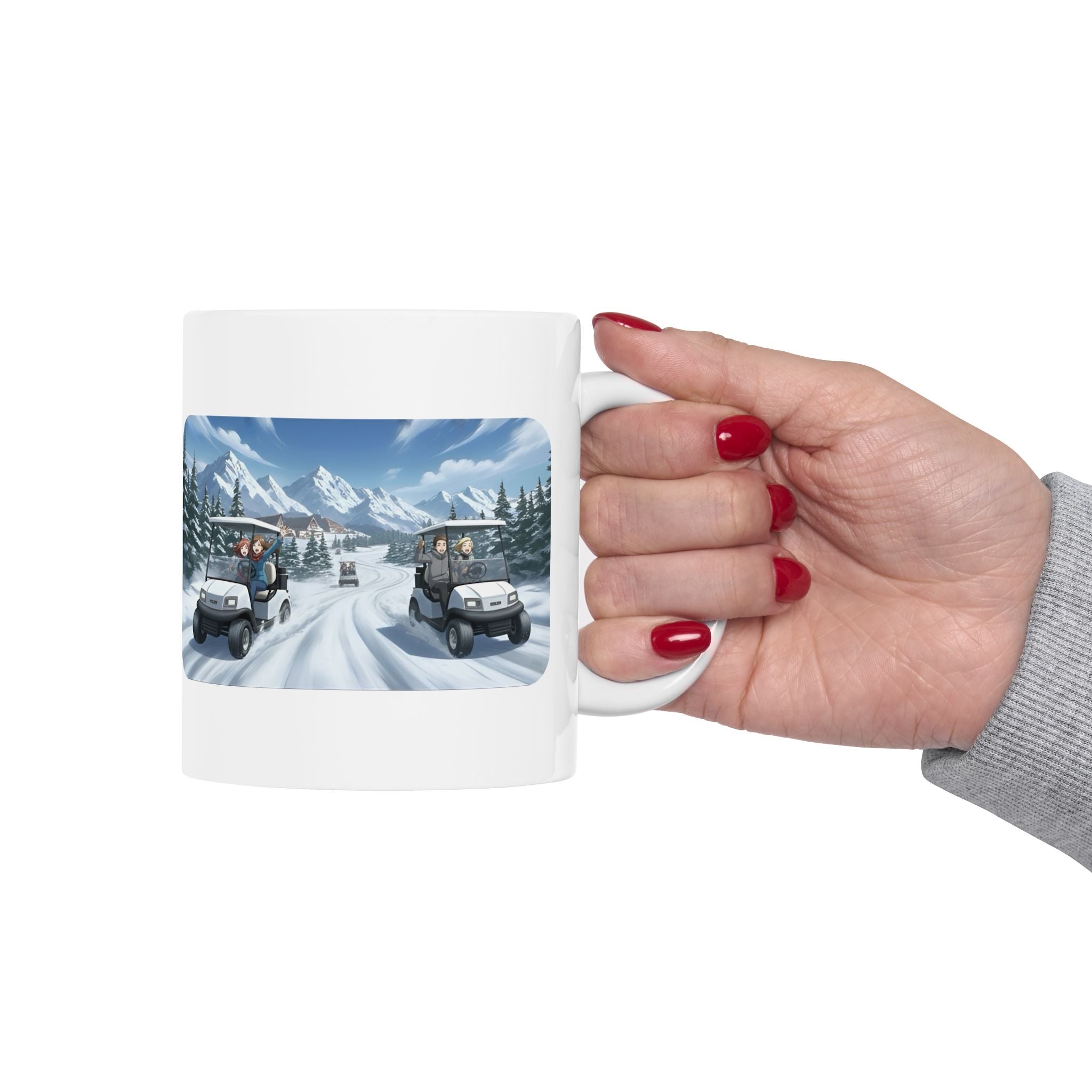 Anime Golf Cart Seasonal Adventures #7 White Ceramic Mug — Find Your Path To The Essentials Cup (11oz & 15oz)