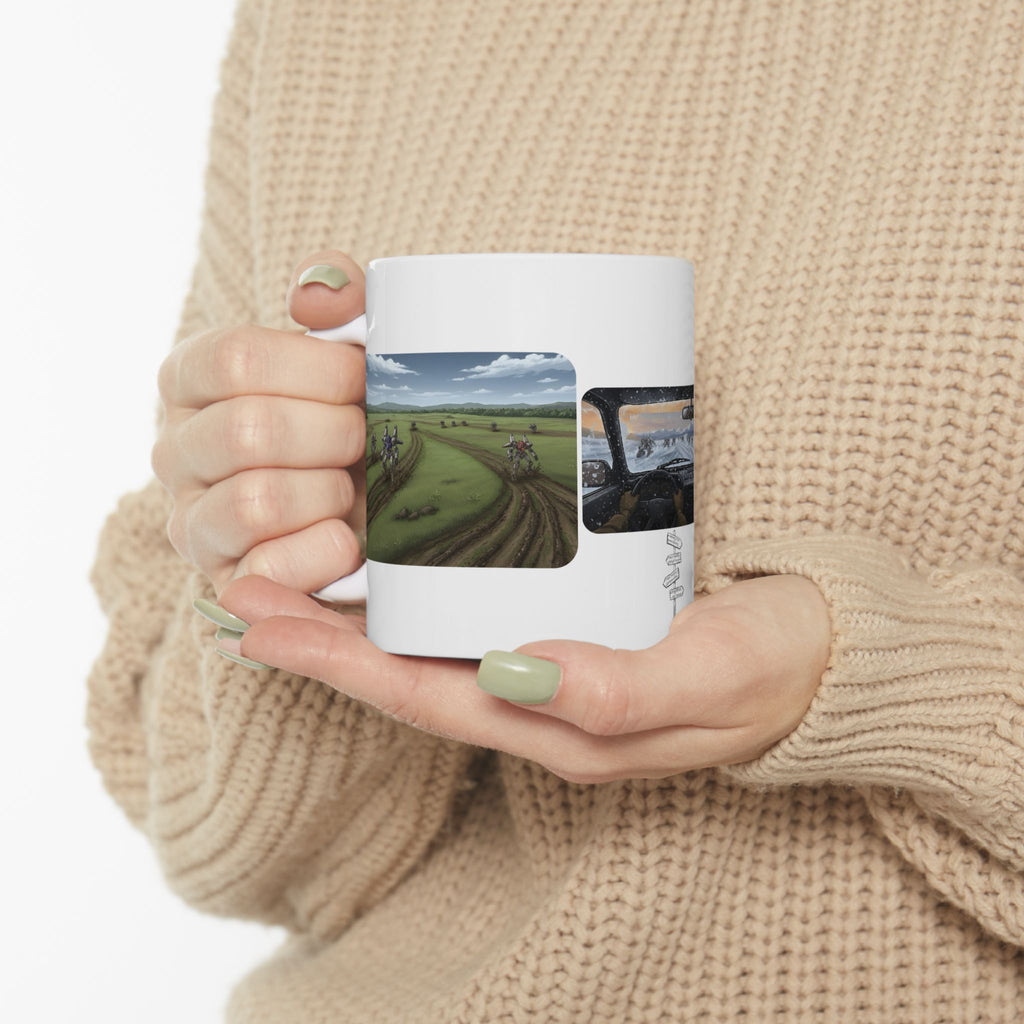 Mech Anime Racing Adventure White Ceramic Mug — Find Your Path To The Essentials Cup (11oz & 15oz)
