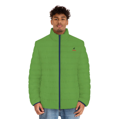 Men's Green Puffer Jacket (AOP)