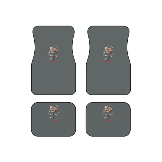 Matiby Amy's Special Dark Grey Flower Bloom Car Mats (Set of 4)