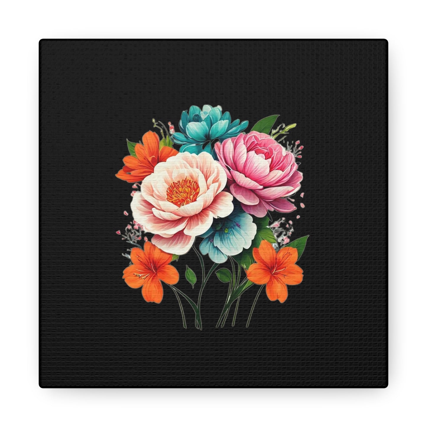 Floral Black Canvas Gallery Wraps