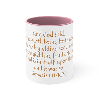 Bible Speaks Gen 1:11 Accent Mug, 11oz