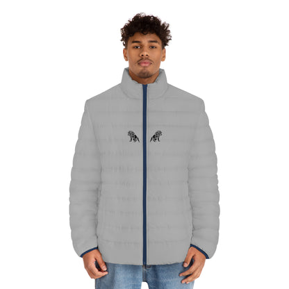 Men's Light Grey Puffer Jacket (AOP)