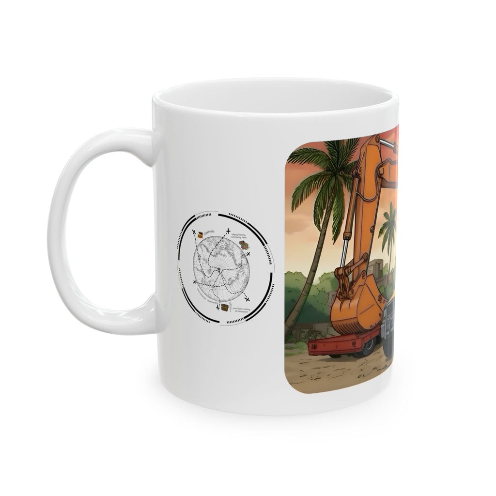Sunshine State Pickup Trucks #8 Construction Equipment Hauler White Ceramic Mug – Celebrating Companionship, Creativity & Life’s Little Wonders Cup (11oz/15oz)