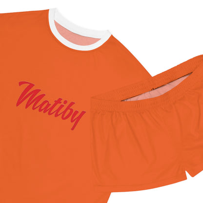 Matiby Women's Orange Short Pajama Set (AOP)