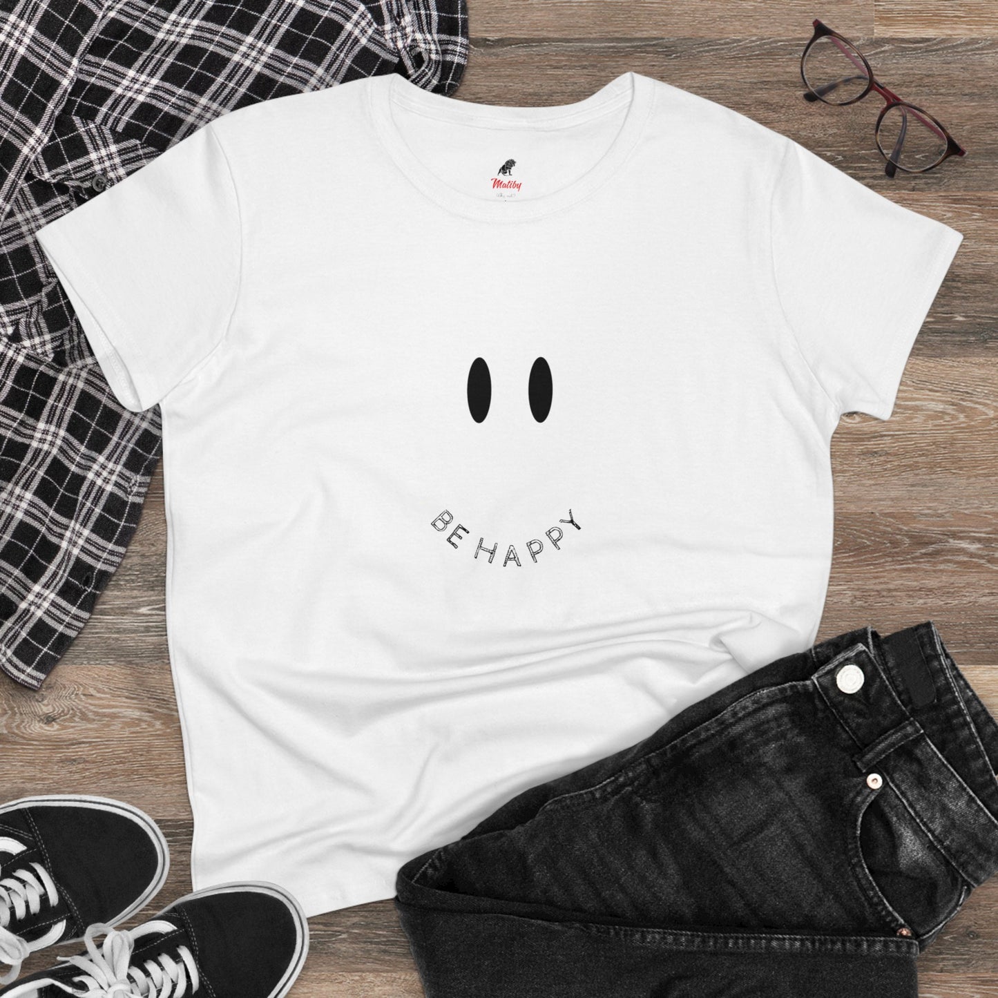 Women's Be Happy Midweight Cotton Tee