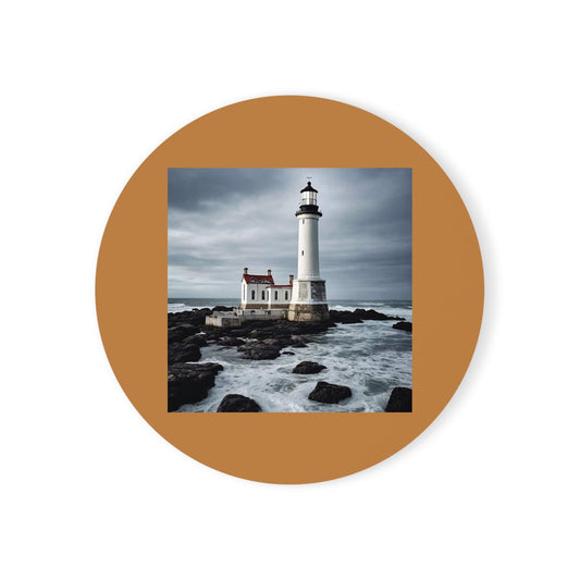 Matiby Lighthouse Light Brown Cork Back Coaster