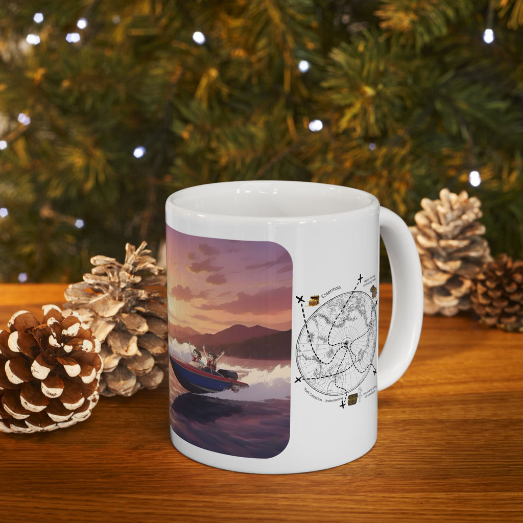 Adrenaline Boat Race #5 for Friends & Couples White Ceramic Mug — Anime Speedboat Treasure Map Cup (11oz/15oz)