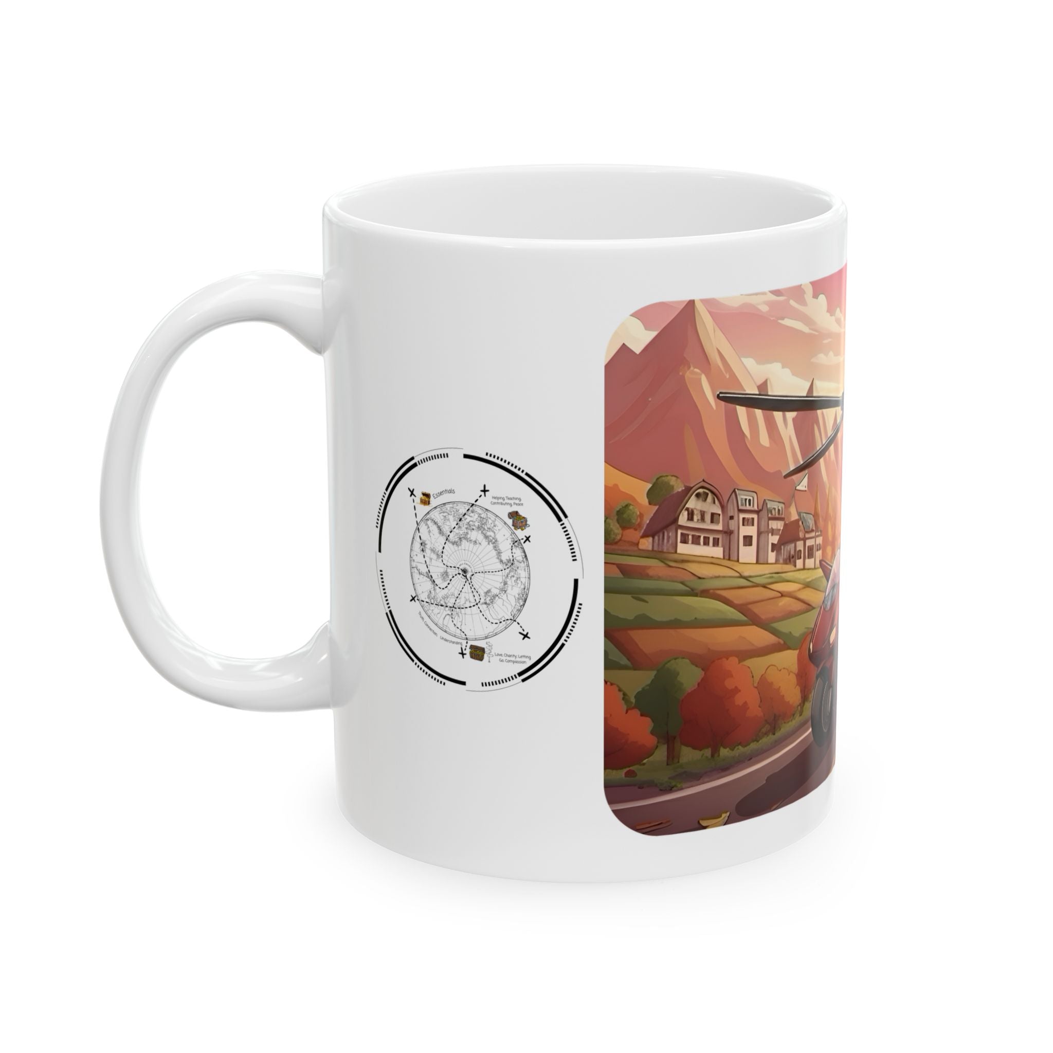 Flying Motorcycles White Ceramic Mug – Friends, Family & Imaginative Adventures, Celebrating Companionship, Creativity & Life’s Little Wonders Cup (11oz/15oz)