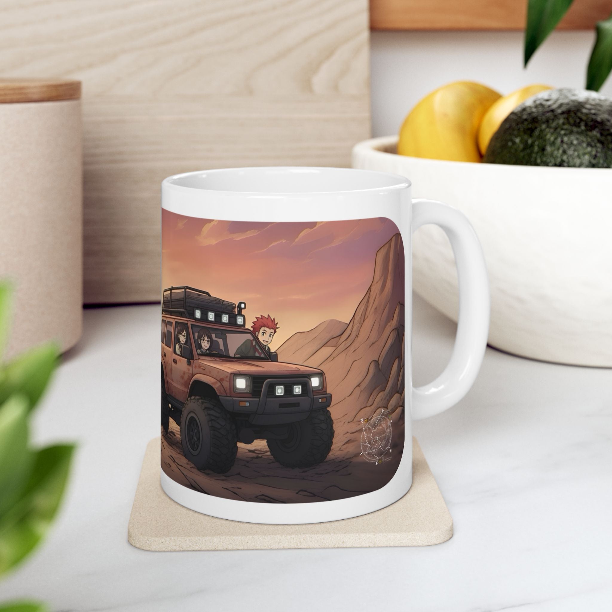 Adventure 4x4 Trucks #26, Classmates & Nature Enthusiasts White Ceramic Mug — Find Your Path To The Essentials Cup (11oz & 15oz)