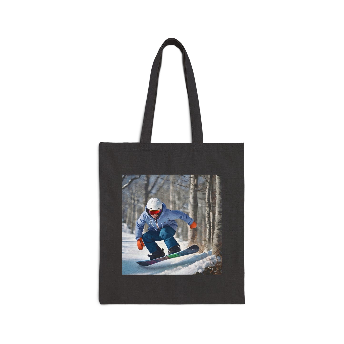 Snowboarding Cotton Canvas Tote Bag