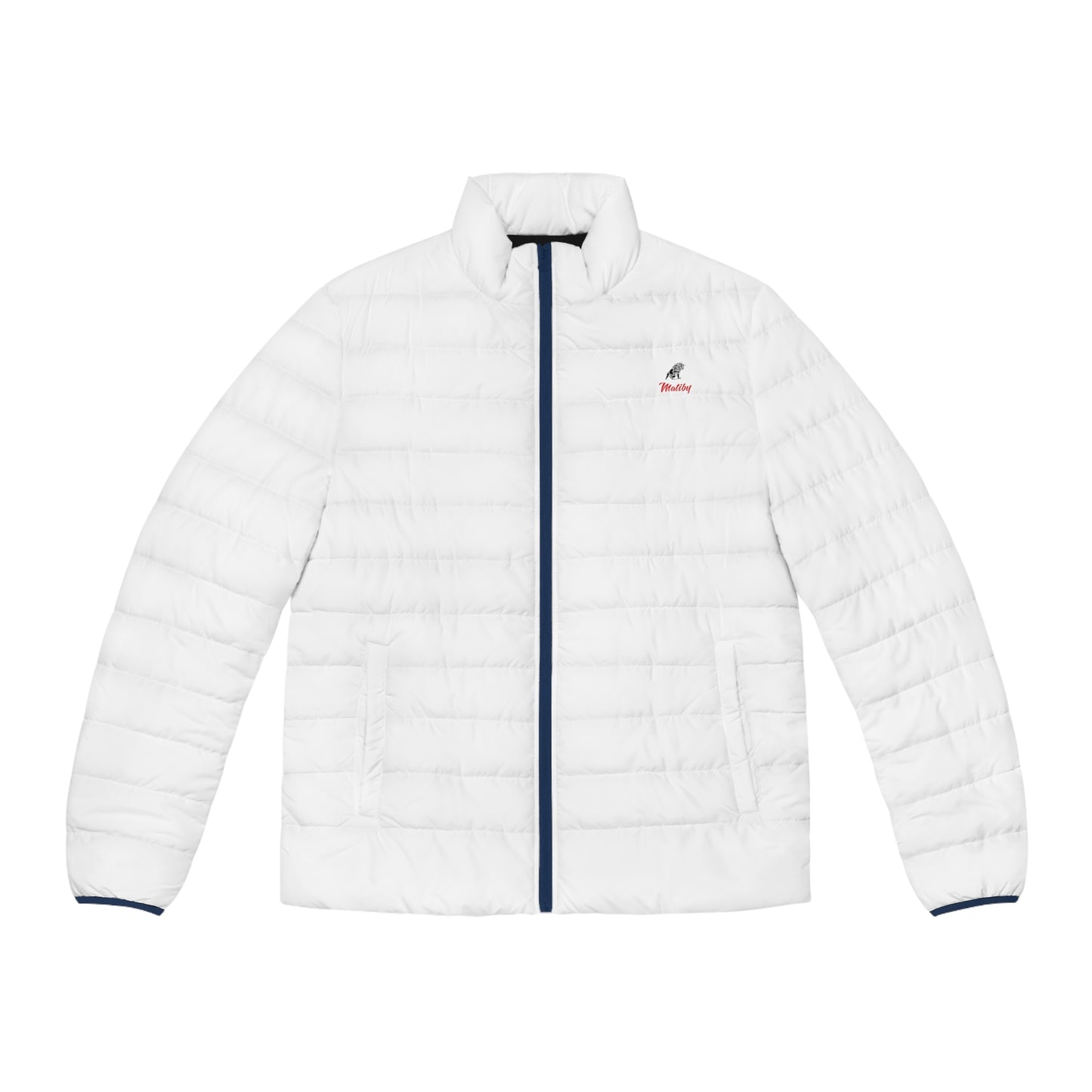 Men's White Puffer Jacket (AOP)