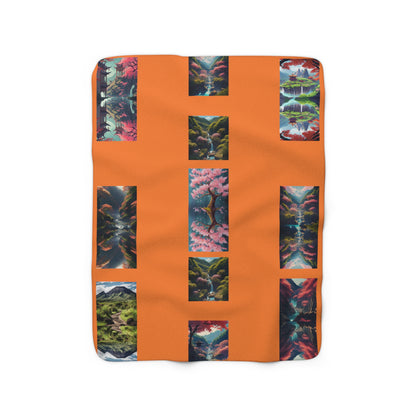 Artzy Scenic Orange Sherpa Fleece Blanket